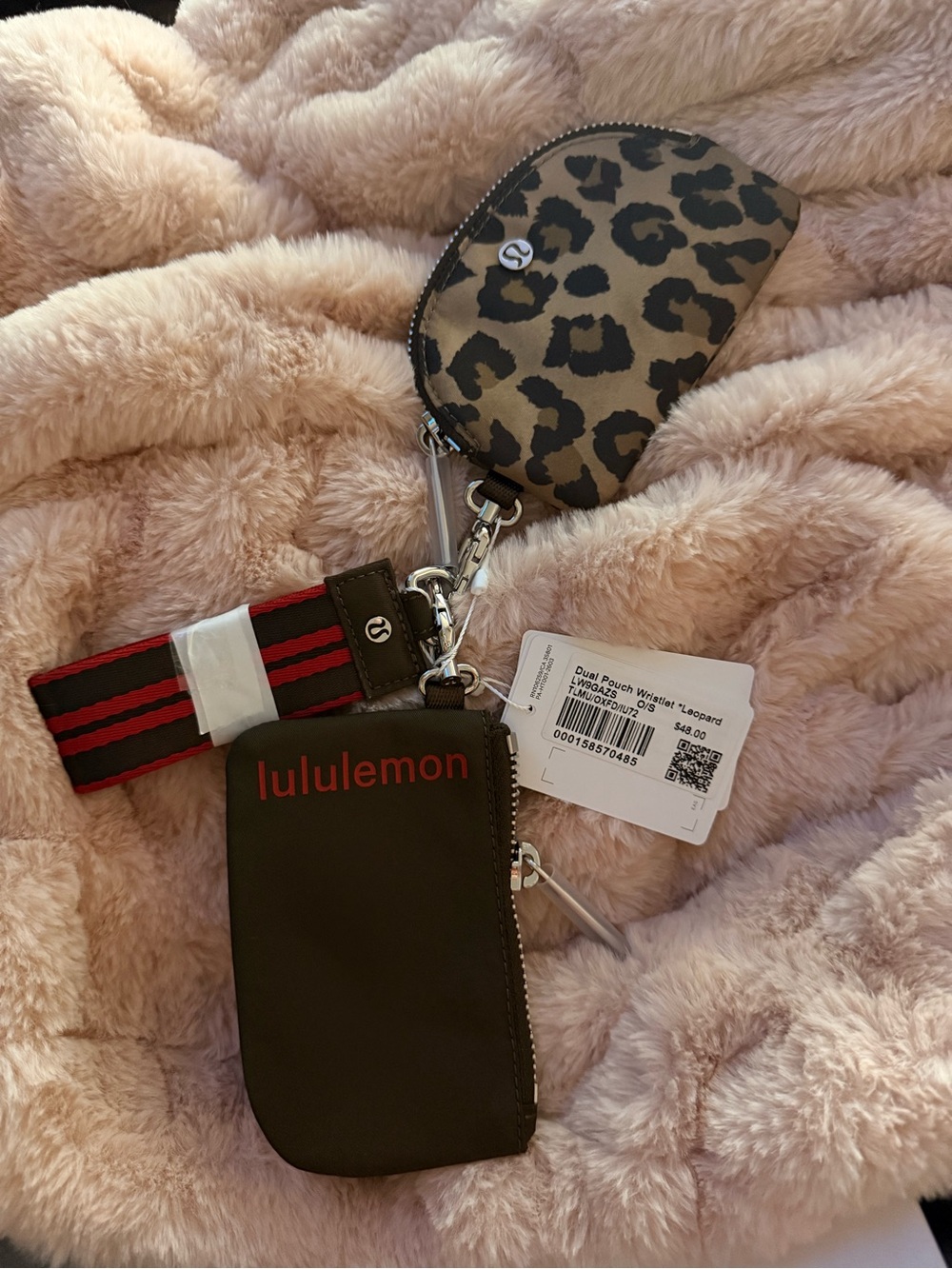 lululemon Leopard & Black Dual Pouch Keychain Wristlet
